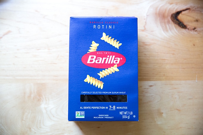 A box of Barilla pasta.