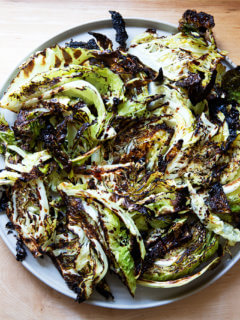 Roasted cabbage on a platter.