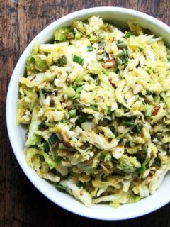 A bowl of Cabbage Slaw with Miso-Carrot Dressing