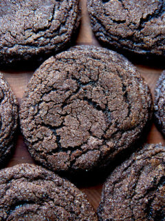 Baked, chocolate sugar cookies.