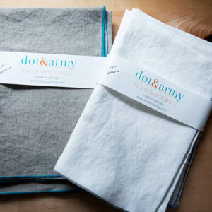 Dot and army flour sack towels.