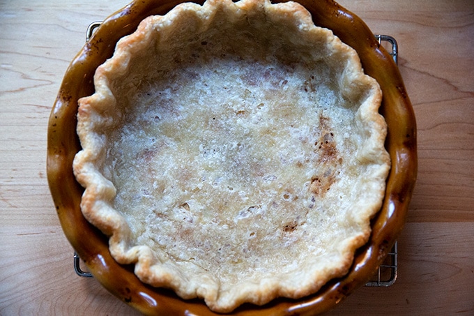 A parbaked pie crust. 
