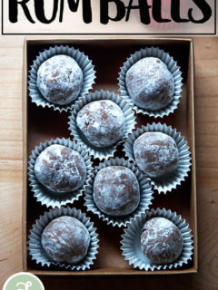 Homemade rum balls, ready to be gifted for the holidays.