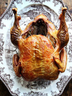 A whole roasted turkey on a platter