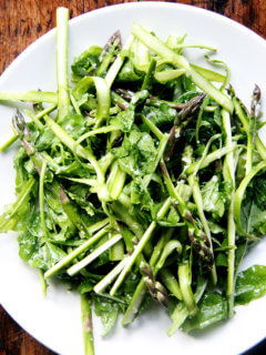 Raw asparagus salad.